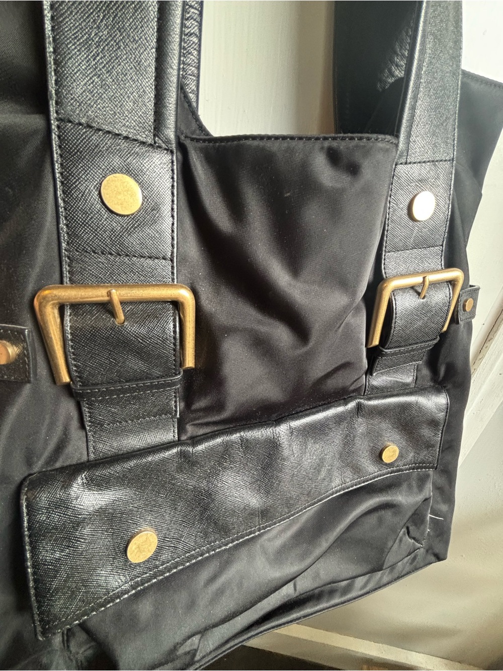 Kate Landry Black Tote with Gold Hardware - Leather straps and Trim